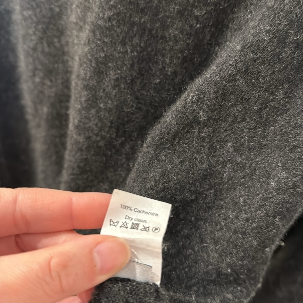Madewell Dark Gray 100% Cashmere Pocket pullover long line Sweater Size Medium - Picture 4 of 4